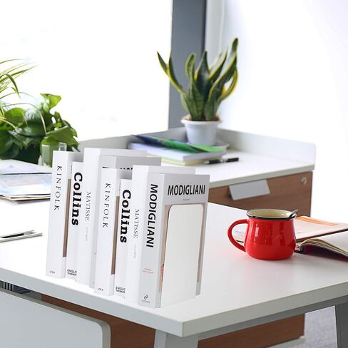 6 قطع من نهايات الكتب المعدنية البيضاء، نهايات الكتب شديدة التحمل للأرفف، حاملات كتب مضادة للانزلاق، سدادة كتب للكتب، أجهزة الكمبيوتر المحمولة، الملفات، المجلات، أقراص DVD - رائعة للمكتب، المنزل، المدرسة (8.0 × 3.9 × 5.3 بوصة) in Kuwait