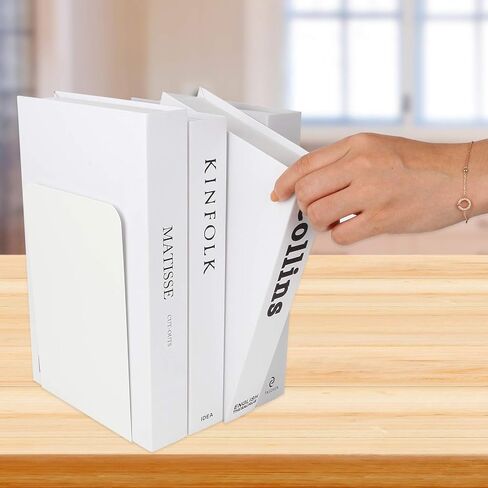 6 قطع من نهايات الكتب المعدنية البيضاء، نهايات الكتب شديدة التحمل للأرفف، حاملات كتب مضادة للانزلاق، سدادة كتب للكتب، أجهزة الكمبيوتر المحمولة، الملفات، المجلات، أقراص DVD - رائعة للمكتب، المنزل، المدرسة (8.0 × 3.9 × 5.3 بوصة) in Kuwait