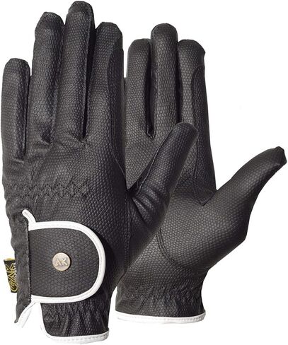 قفازات AK الاصطناعية لركوب الخيل لجميع المواسم للجنسين AKRS-6344 (L، أسود/أبيض) in Kuwait