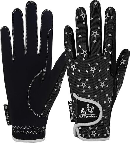 Kids Gloves for Girls Boys Unisex Horse Riding Gloves Outdoor Gloves Sports Gloves Cycling Gloves for Children Black Blue Pink Star Design Touch Screen Compatible in Saudi Arabia