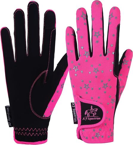 قفازات الاطفال للفتيات الفتيان للجنسين قفازات ركوب الخيل في الهواء الطلق قفازات رياضية قفازات ركوب الدراجات للأطفال أسود أزرق وردي تصميم نجمة تعمل باللمس متوافق in Kuwait
