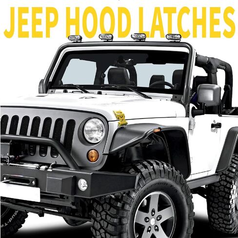 STANVEE Hood Latch Kit Compatible with Jeep Wrangler JK JKU 2007-2018 and Jeep Wrangler JL JLU Gladiator JT 2007-2023 (Yellow) in Saudi Arabia