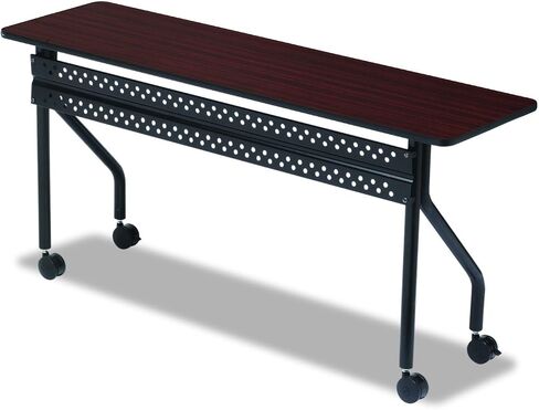 Iceberg Officeworks Mobile Training Table with Two Locking Wheels, Mahogany and Black, 72" L x 18" W x 29" H in Saudi Arabia