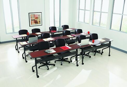 Iceberg Officeworks Mobile Training Table with Two Locking Wheels, Mahogany and Black, 72" L x 18" W x 29" H in Saudi Arabia