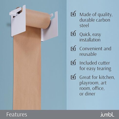 Jumbl 12" Wall Mounted Kraft Paper Dispenser | Hanging Paper Roll with Cutter for Kitchen, DIY Room, Office, Business, & More | Great for to-Do Lists, Menus, Grocery Lists, & Art Projects in Saudi Arabia