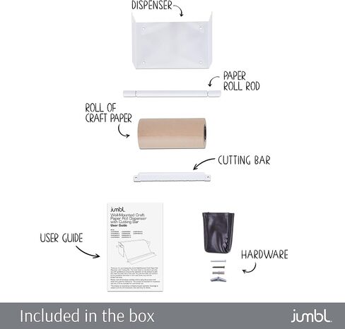 Jumbl 12" Wall Mounted Kraft Paper Dispenser | Hanging Paper Roll with Cutter for Kitchen, DIY Room, Office, Business, & More | Great for to-Do Lists, Menus, Grocery Lists, & Art Projects in Saudi Arabia