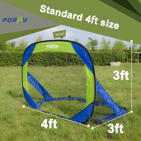 Porayhut Pop up Soccer Goal and Ball Sets, Portable Soccer Net for Training,Set of 2, Easy Assembly with Compact Carrying Bag,Gift for Kids with Pump and 8 Stakes in Saudi Arabia