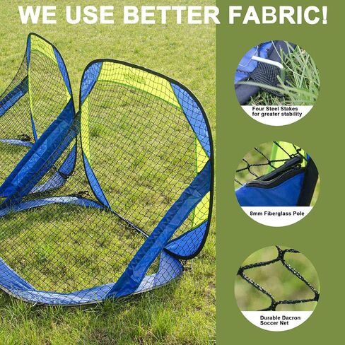 Porayhut Pop up Soccer Goal and Ball Sets, Portable Soccer Net for Training,Set of 2, Easy Assembly with Compact Carrying Bag,Gift for Kids with Pump and 8 Stakes in Saudi Arabia