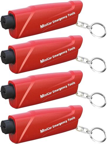 4 Pack Car Window Breaker and Seat Belt Cutter, Emergency Keychain Car Escape Tool with Glass Breaker Seatbelt Cutter,Car Safety Hammer,Black in Saudi Arabia