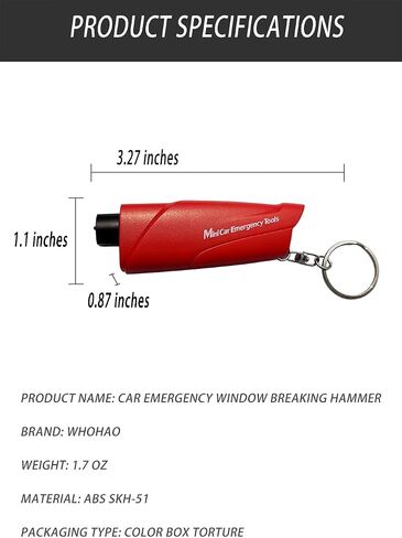 4 Pack Car Window Breaker and Seat Belt Cutter, Emergency Keychain Car Escape Tool with Glass Breaker Seatbelt Cutter,Car Safety Hammer,Black in Saudi Arabia