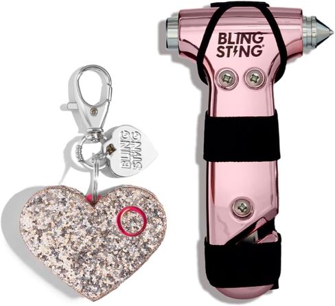 BLINGSTING Personal Safety Alarm & Car Escape Hammer Tool, 125 db Siren Keychain & LED Light, Emergency Window Breaker & Seat Belt Cutter, Women's Cute Auto Accessories in Saudi Arabia