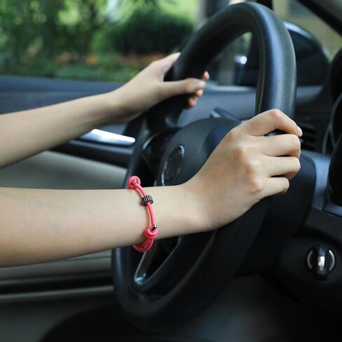 Car Window Breaker Bracelet, Car Glass Breaker Wrist Strap with Tungsten Carbide Bead, Safety Emergency Self Rescue Tool- Vehicle Rapid Escape Wristbands Tempered Glass Breaker(Pink) in Kuwait