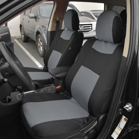 BDK PolyPro Car Seat Covers, Full Set – Front and Rear Split Bench Protection, Includes 4PC Vibrant Metallic Floor Mats, Easy to Install, Fits Most Auto Truck Van SUV in Saudi Arabia