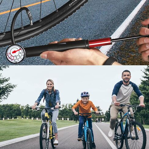 مضخة دراجة بمقياس، ضغط عالٍ، مضخة دراجة أرضية متوافقة مع صمام بريستا وشرايدر، مضخة إطار دراجة لدراجات الطرق، MTB، الهجين، الكرات in Kuwait