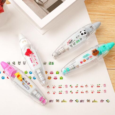 Pocket Tape Pen,DIY Cute Animals Press Type Decorative Pen,New Creative Cartoon Pattern Decorative Tape, DIY Lace Decoration Tape Pen,Cute Scrapbooking Diary Decorative Correction Tapes (6 pcs) in Kuwait
