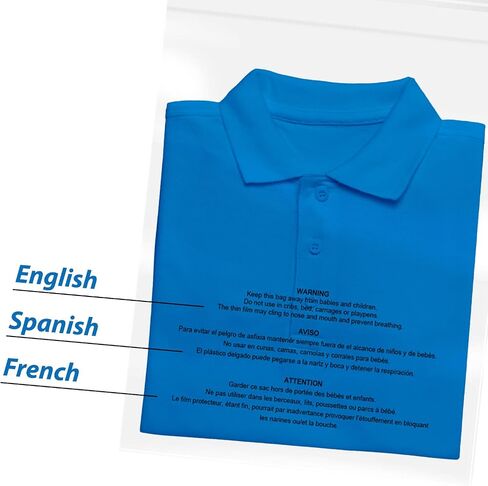Poly Bags with Suffocation Warning -Self Sealing Clear Poly Bags for Clothing, shipping and Fba - 6x9" - Pack of 100 - Ideal for Retail Packaging. in Saudi Arabia