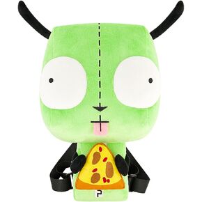 Concept One Invader Zim Mini Backpack, GIR and Pig Small Travel Bag for Men and Women, Adjustable Shoulder Straps, Black, 10 Inch