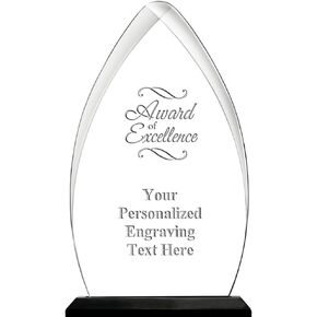Crown Awards Award of Excellence Acrylic Trophy, 6.75" H Personalized Excellence Award Gift with Custom Engraving Prime