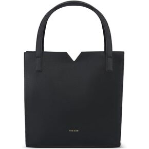 Pixie Mood ALICIA-TOTE-II-BLPB-OS Top Notched Soft Pebbled Exterior Recycled Vegan Leather Tote and Crossbody Bag, Black