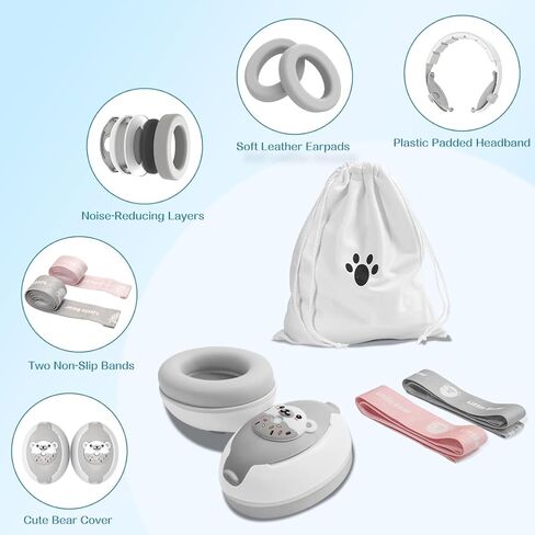 كمامات أذن للأطفال، سماعة رأس 2 في 1 بخاصية إلغاء الضوضاء، حماية السمع للأطفال من عمر 0 ​​إلى 48 شهرًا، عصابة رأس قابلة للتعديل وشريطين ناعمين غير قابلين للانزلاق، ارتداء مزدوج للنوم والسفر والأنشطة الخارجية in Kuwait