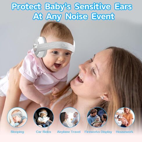 كمامات أذن للأطفال، سماعة رأس 2 في 1 بخاصية إلغاء الضوضاء، حماية السمع للأطفال من عمر 0 ​​إلى 48 شهرًا، عصابة رأس قابلة للتعديل وشريطين ناعمين غير قابلين للانزلاق، ارتداء مزدوج للنوم والسفر والأنشطة الخارجية in Kuwait