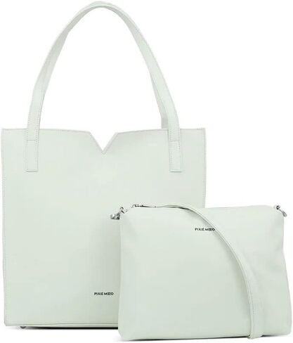 Pixie Mood ALICIA-TOTE-II-BLPB-OS Top Notched Soft Pebbled Exterior Recycled Vegan Leather Tote and Crossbody Bag, Black in Saudi Arabia