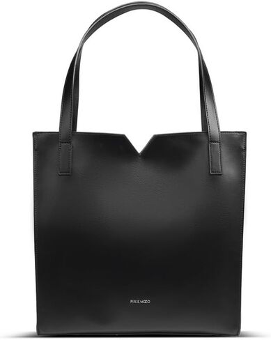 Pixie Mood ALICIA-TOTE-II-BLPB-OS Top Notched Soft Pebbled Exterior Recycled Vegan Leather Tote and Crossbody Bag, Black in Saudi Arabia