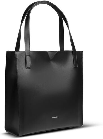 Pixie Mood ALICIA-TOTE-II-BLPB-OS Top Notched Soft Pebbled Exterior Recycled Vegan Leather Tote and Crossbody Bag, Black in Saudi Arabia