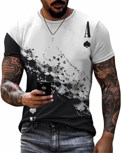 3D Poker Shirts for Men Funny Graphic Workout Tees Shirt Casual Short Sleeve Tshirt Vintage T Shirt Summer Shirts Men (Color 12,X-Large) in Saudi Arabia