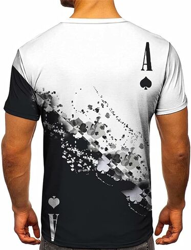 3D Poker Shirts for Men Funny Graphic Workout Tees Shirt Casual Short Sleeve Tshirt Vintage T Shirt Summer Shirts Men (Color 12,X-Large) in Saudi Arabia