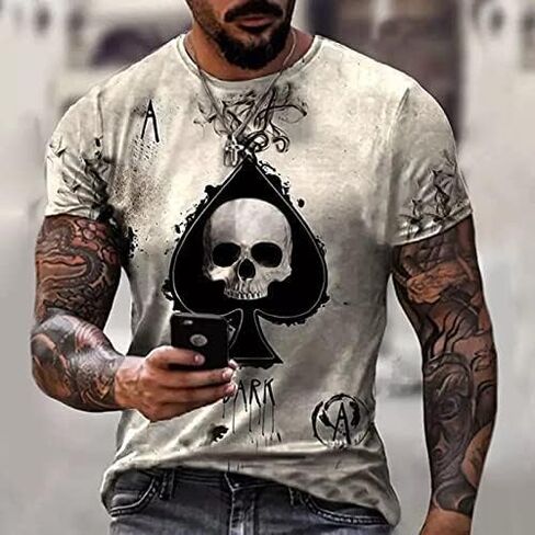 3D Poker Shirts for Men Funny Graphic Workout Tees Shirt Casual Short Sleeve Tshirt Vintage T Shirt Summer Shirts Men (Color 12,X-Large) in Saudi Arabia