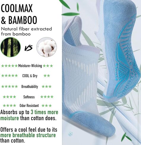 BRISIRA Bamboo Viscose Pilates Socks Compression Non Slip Cushioned Anti Blister Moisture Wicking Yoga Socks in Kuwait