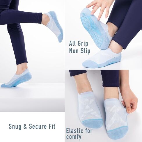 BRISIRA Bamboo Viscose Pilates Socks Compression Non Slip Cushioned Anti Blister Moisture Wicking Yoga Socks in Kuwait
