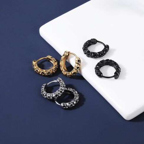 Gothic Dragon/Sword/Skull/Scorpion/Octopus Stud Earrings Ear Cuff Retro Punk Rock Earrings for Men Women Stainless Steel Dangle Drop Earrings Jewelry Gifts in Kuwait