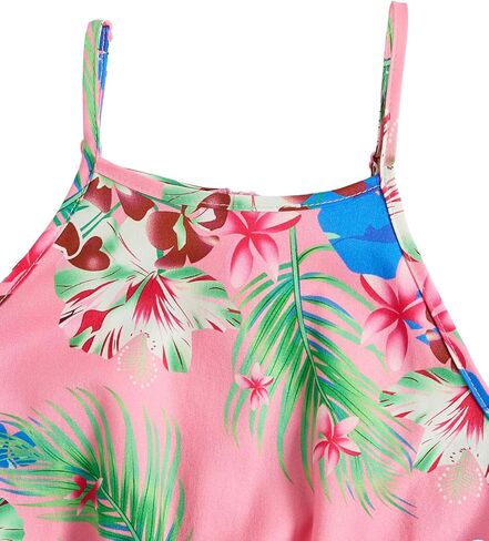 فستان OYOANGLE للفتيات الكاجوال بوهو مطبوع عليه زهور بدون أكمام على شكل حرف A سوينغ كامي هاواي فستان الشمس in Kuwait