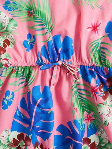 فستان OYOANGLE للفتيات الكاجوال بوهو مطبوع عليه زهور بدون أكمام على شكل حرف A سوينغ كامي هاواي فستان الشمس in Kuwait