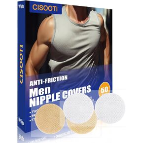 50 Pairs Men's Sports Nipple Cover, Hide Nipple Cover, Nipple Guard, Nipple Tape, Nipple Patches, Anti-Friction Guard, for Nipple Anti-Chafing and Runners Anti-Chafing - Beige White