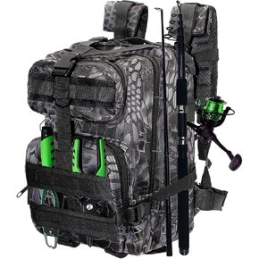 Fishing Tackle Backpack, Portable Fishing Tackle Storage Bag, Multifuction Large-Capacity Sling Bag, Fishing Gear Bags, (Dark Night Camouflage)