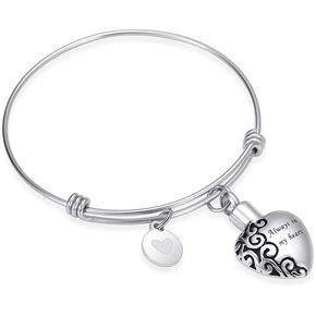 zeqingjw Cremation Heart Urn Bracelet for Pets Ashes Pet Paw Print Bangle for Dog Cat Ashes Stainless Steel Memorial Keepsake Urn Jewelry