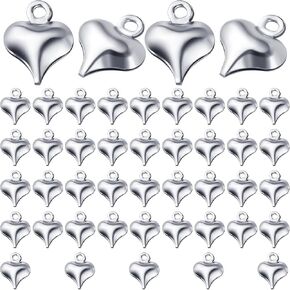 BronaGrand 50pcs Antique Silver Double Heart Charms Pendants Alloy Love Heart Charm Heart Bead Charms for DIY Jewelry Earrings Necklace Bracelet Making and Crafting Accessory