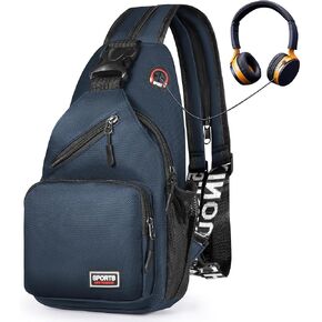 حقيبة ظهر Geestock Crossbody Sling للرجال والنساء، حقيبة كتف قابلة للتحويل وحقيبة صدر مقاومة للماء للرحلات النهارية والمشي لمسافات طويلة (أزرق داكن) in Kuwait
