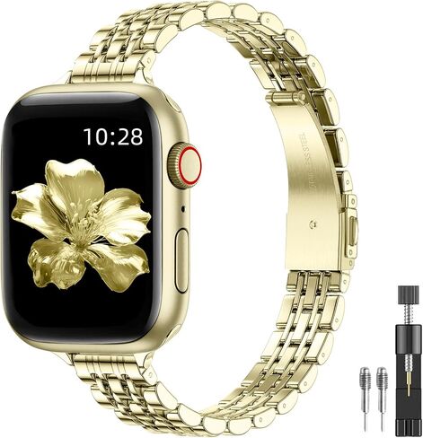 سوار رفيع من الفولاذ المقاوم للصدأ متوافق مع أحزمة ساعة Apple للنساء، بديل نحيف أنيق وقابل للتعديل ومريح 44 مم 45 مم 42 مم 49 مم لسلسلة iWatch Ultra 10 (46 مم) 9 8 7 6 5 4 3 2 1 SE in Saudi Arabia