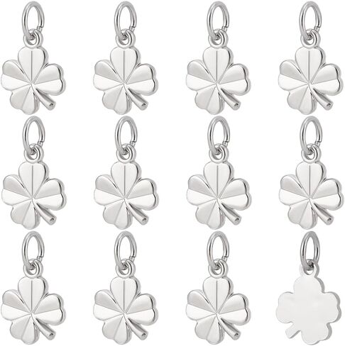Beebeecraft 1 Box 40Pcs Four Leaf Clover Charm 18K Gold Plated Small Good Luck Shamrock Charms with Jumping Ring 11x9mm for Bracelet Necklace Jewelry Making DIY Crafts in Saudi Arabia