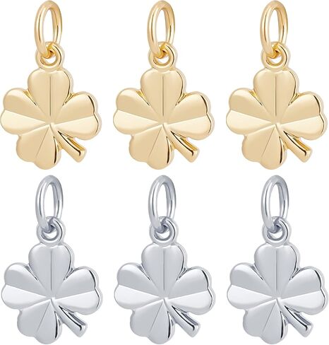 Beebeecraft 1 Box 40Pcs Four Leaf Clover Charm 18K Gold Plated Small Good Luck Shamrock Charms with Jumping Ring 11x9mm for Bracelet Necklace Jewelry Making DIY Crafts in Saudi Arabia