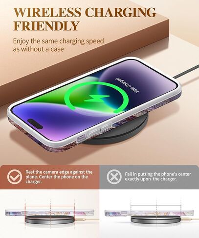 GVIEWIN Marble for iPhone 13 Case, with Screen Protector & Camera Lens Protector, [10FT Military Grade Drop Protection] Slim TPU Phone Case Cover Women for iPhone 13 6.1" 2021 (Flowing Sakura/Pink) in Kuwait