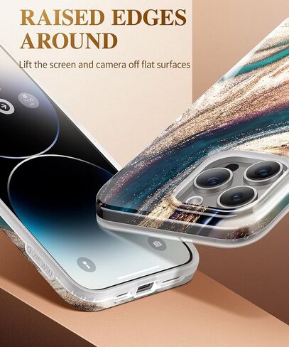 حافظة GVIEWIN رخام لهاتف iPhone 15، مع واقي شاشة وواقي عدسة الكاميرا، [حماية من السقوط بدرجة عسكرية 10 أقدام] غطاء هاتف نحيف من مادة TPU للنساء لهاتف iPhone 15 6.1 بوصة 2023 (ساكورا متدفق/وردي) in Kuwait