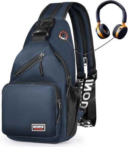 حقيبة ظهر Geestock Crossbody Sling للرجال والنساء، حقيبة كتف قابلة للتحويل وحقيبة صدر مقاومة للماء للرحلات النهارية والمشي لمسافات طويلة (أزرق داكن) in Saudi Arabia