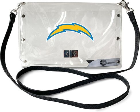 محفظة نسائية من Littlearth NFL Tampa Bay Buccaneers على شكل ظرف شفاف مع حزام أسود أنيق، شفافة، 25.4 سم × 16.5 سم × 0.5 سم in Saudi Arabia