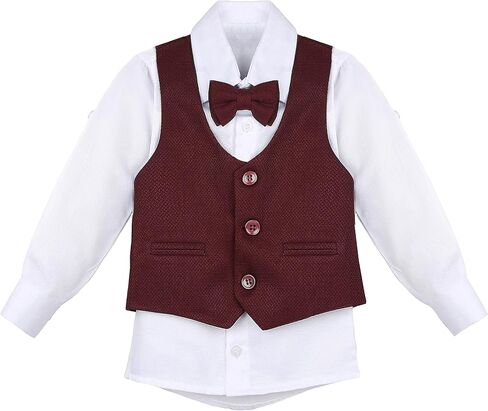 Lilax Boys Formal Suit 4 Piece Vest, Pants and Tie Dresswear Suit Set (10 Years, Red) in Kuwait