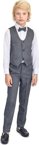 Lilax Boys Formal Suit 4 Piece Vest, Pants and Tie Dresswear Suit Set (10 Years, Red) in Saudi Arabia